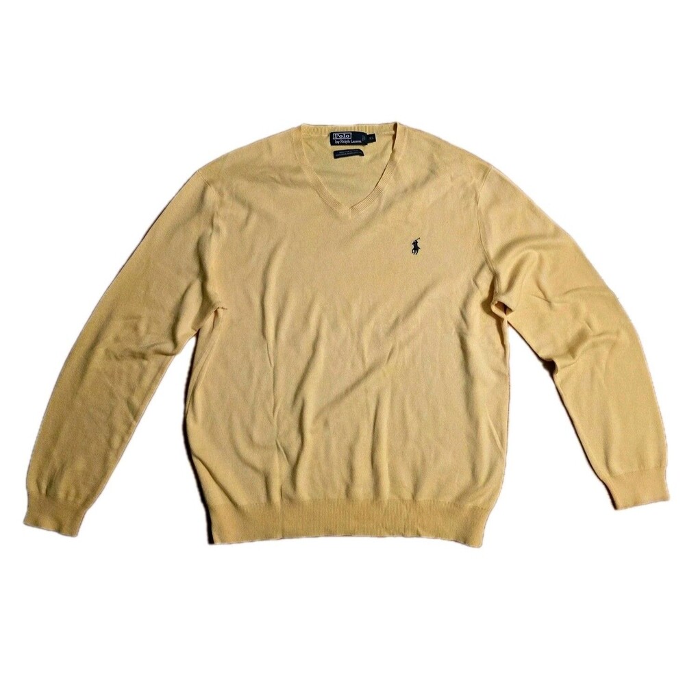 Polo Ralph Lauren V-Neck  Sweater Pastel Yellow Men’s XL
